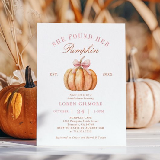 Coquette Fall Sie fand ihr Pumpkin-Brautparty Einladung