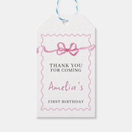 Coquette Favor Tag for Birthday Party Girl Bow Geschenkanhänger