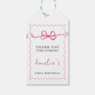 Coquette Favor Tag for Birthday Party Girl Bow Geschenkanhänger