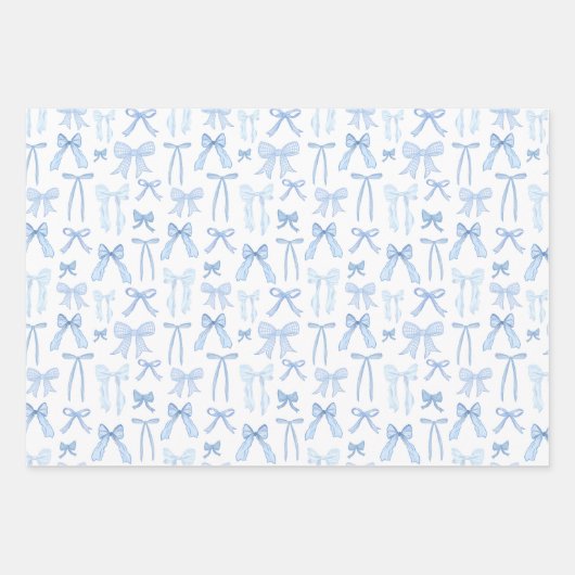 Coquette Feminine Blue Bows & Ribbons Geschenkpapier Set (Vorderseite 3)