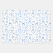 Coquette Feminine Blue Bows & Ribbons Geschenkpapier Set (Vorderseite)