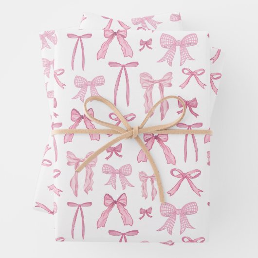 Coquette Feminine Pink Bows & Ribbons Geschenkpapier Set (Beispiel)