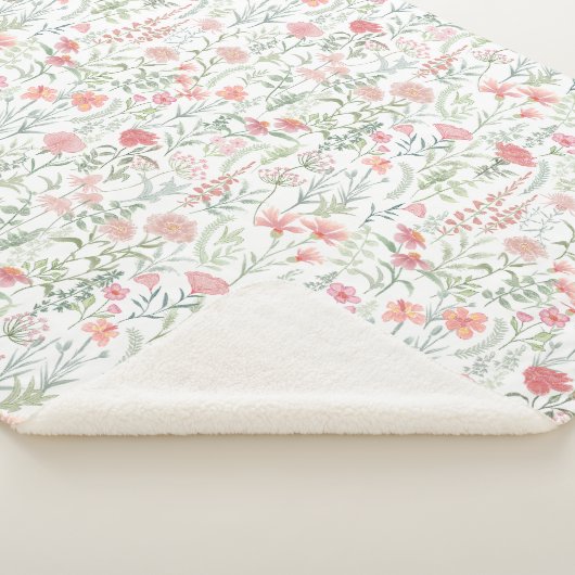 Coquette Feminine Pink Wildflower Meadow Sherpadecke (3/4)