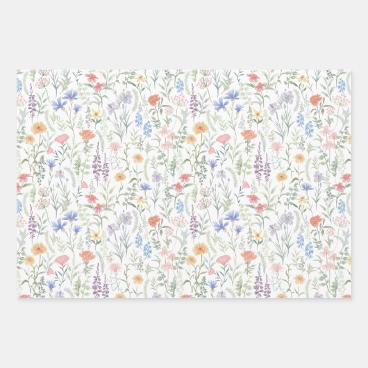 Coquette Feminine Wildblume Wiese Geschenkpapier Set (Vorderseite)
