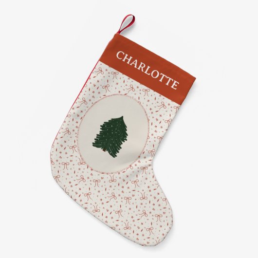 Coquette Festivals Roter Pine Tree Kleiner Weihnachtsstrumpf (Vorderansicht (hängend))