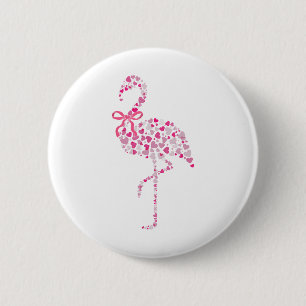 Coquette Flamingo Herz Niedlich Pink Valentinstag  Button