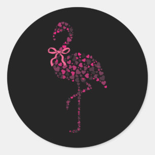 Coquette Flamingo Herz Süß Rosa Valentinstag Runder Aufkleber