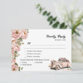 Coquette Floral Blush Pink Hochzeit RSVP Karte (Stehend Vorderseite)