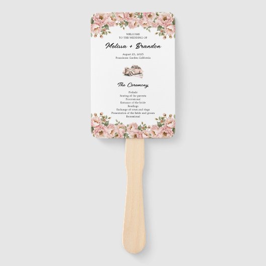 Coquette Floral Blush Pink Hochzeitsprogramm Fächer (Vorderseite)