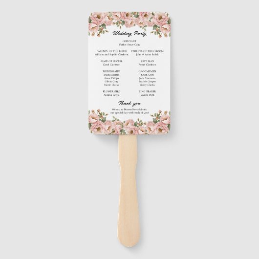 Coquette Floral Blush Pink Hochzeitsprogramm Fächer (Rückseite)