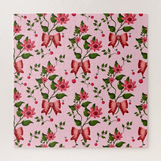 Coquette  floral Bow Pattern Wallpaper Puzzle (Vertikal)