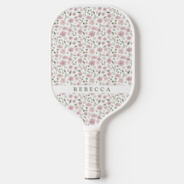 Coquette Floral Muster | Personalisierter Name Pickleball Schläger