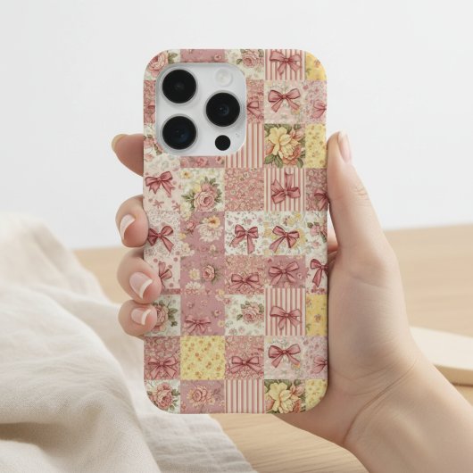 Coquette Floral Patchwork Quilt Spring Flowers Bow iPhone Hülle
