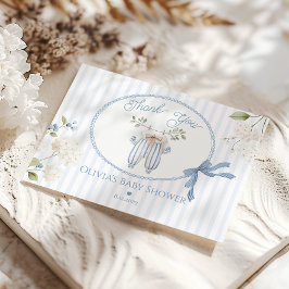 Coquette French Clothesline Baby Boy Shower Dankeskarte