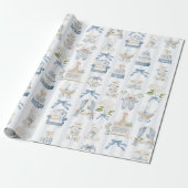 Coquette French Nursery Carriage Baby Shower Blue Geschenkpapier (Ungerollt)
