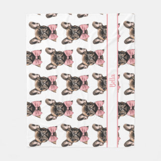 Coquette Frenchie Costumizable Name Fleecedecke