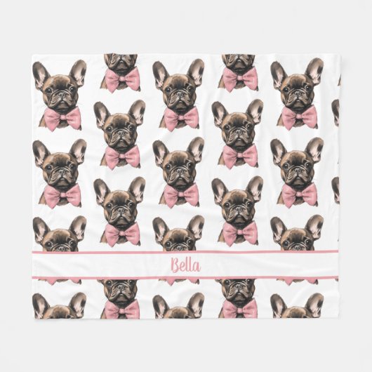 Coquette Frenchie Costumizable Name Fleecedecke (Vorderseite (Horizontal))