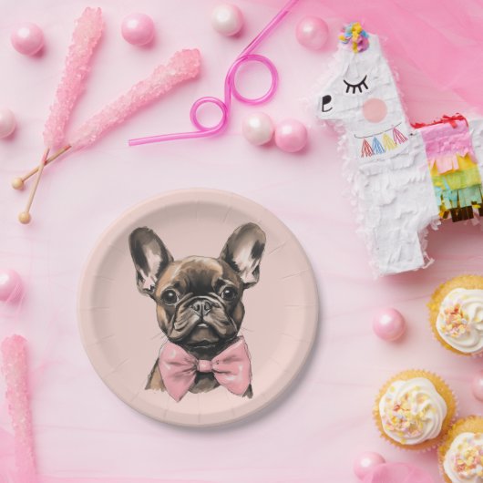 Coquette Frenchie Pappteller (Party)