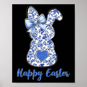 Coquette Frohe Ostern Blaue Blumen-Chinoiserie Has Poster