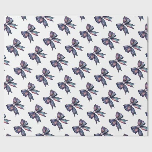 Coquette Galaxy Bogen Wasserfarbe Himmelsdesign Geschenkpapier (Flach)