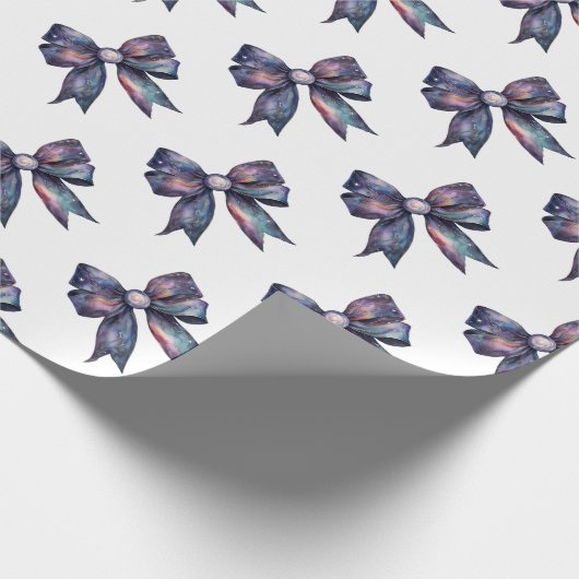 Coquette Galaxy Bogen Wasserfarbe Himmelsdesign Geschenkpapier (Ecke)