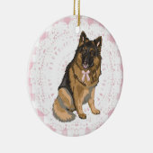 Coquette German Shepherd Dog Pink Gingham Bows Keramik Ornament (Rechts)