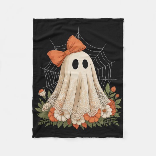 Coquette Ghost Halloween Blume Ghost Spooky Spitze Fleecedecke (Vorderseite)