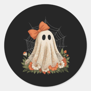 Coquette Ghost Halloween Blume Ghost Spooky Spitze Runder Aufkleber
