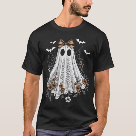 Coquette Ghost Halloween Blume Ghost Spooky Spitze T-Shirt (Vorderseite)