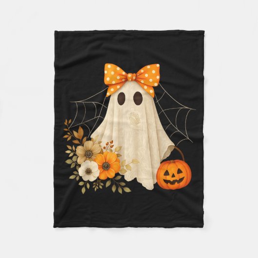 Coquette Ghost Halloween Flower Ghost Soky Lace Gh Fleecedecke (Vorderseite)