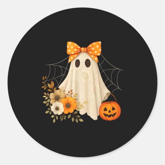 Coquette Ghost Halloween Flower Ghost Soky Lace Gh Runder Aufkleber (Vorderseite)
