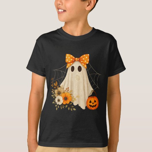 Coquette Ghost Halloween Flower Ghost Soky Lace Gh T-Shirt (Vorderseite)