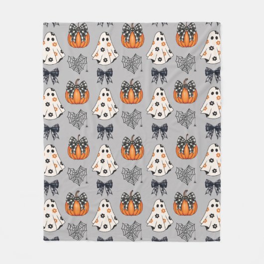 Coquette Ghost Pumpkin - Adorable und Spooky Fleecedecke (Vorderseite)