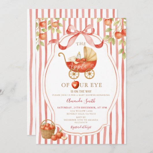 Coquette Gingham Apfel unserer Eye Baby Dusche Einladung (Vorne/Hinten)