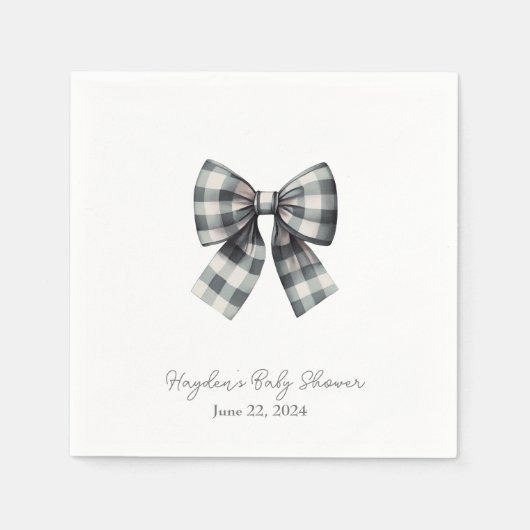 Coquette Gingham Bow Personalisiert Napkin Serviette (Vorderseite)