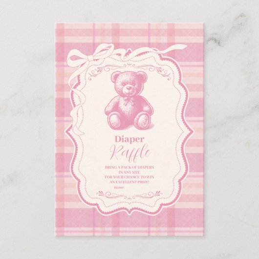 Coquette Gingham French Teddy Diapper Raffle Begleitkarte (Vorderseite)