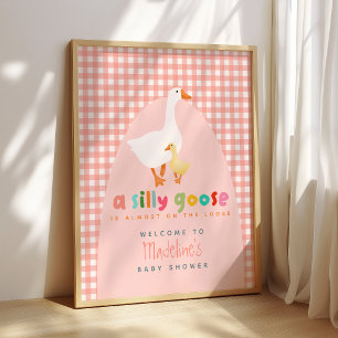 Coquette Gingham Silly Goose Babyparty-Willkommen Poster