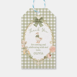 Coquette Gingham Silly Goose Birthday Gift Tag Geschenkanhänger