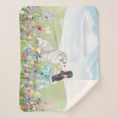 Coquette Girl and Dog Spring Meadow Sherpa Blanket Sherpadecke (Vorderseite)