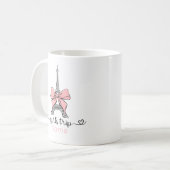 Coquette Girl Trip Eiffelturm & Pink Bow Custom Kaffeetasse (Vorderseite Links)