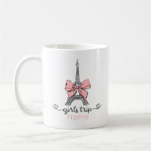 Coquette Girl Trip Eiffelturm & Pink Bow Custom Kaffeetasse (Links)