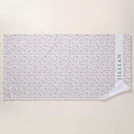 Coquette Girly Floral Pattern | Personalisierter N Strandtuch