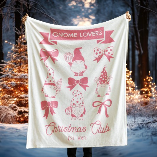 Coquette Gnome Lieblings-Weihnachtsklub Pink | Wei Fleecedecke
