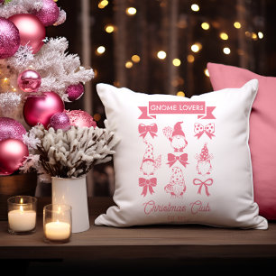Coquette Gnome Lieblings-Weihnachtsklub Pink Wei Kissen