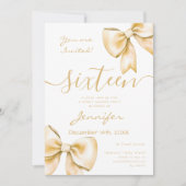 Coquette Gold Bow Sweet 16 Geburtstag Einladung (Vorderseite)