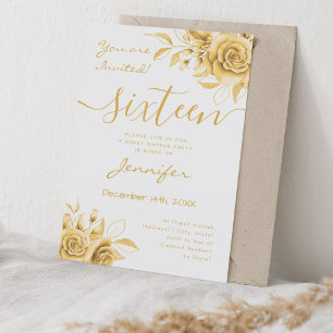 Coquette Gold Sweet 16 Blumengläsern Einladung