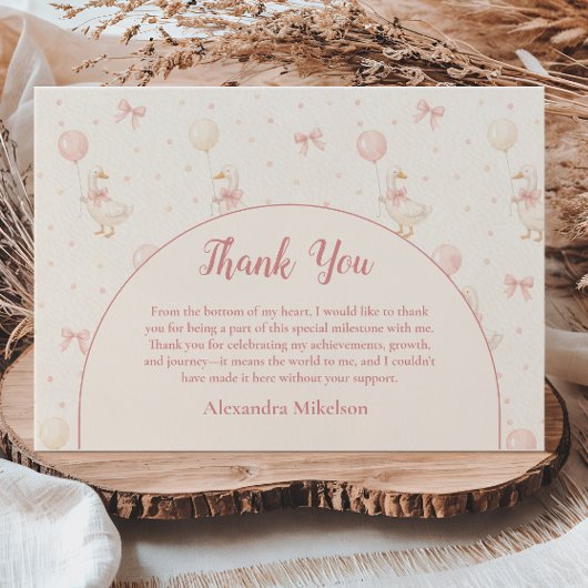 Coquette Goose 1st Birthday Dankeskarte