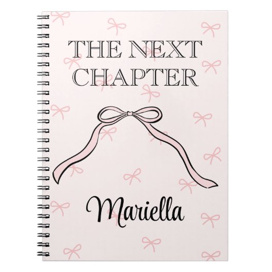 Coquette Graduate Personalized Pink Bow Diary Notizblock (Vorderseite)