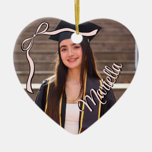 Coquette Graduate Pink Bow Graduation Class Year Keramik Ornament (Vorne)