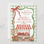 Coquette Green Kariert Bow Apple Orchard Geburtsta Einladung (Vorderseite)